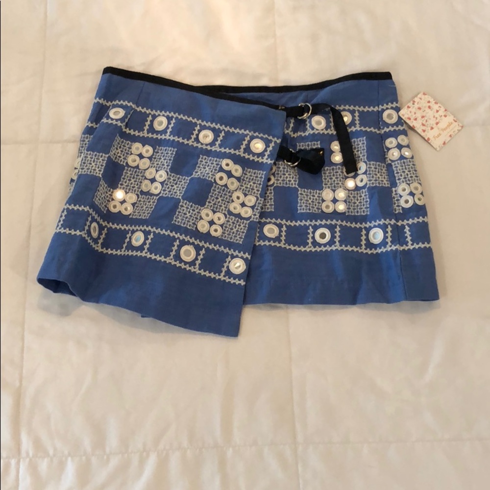 Free People Blue/White Wrap Skirt